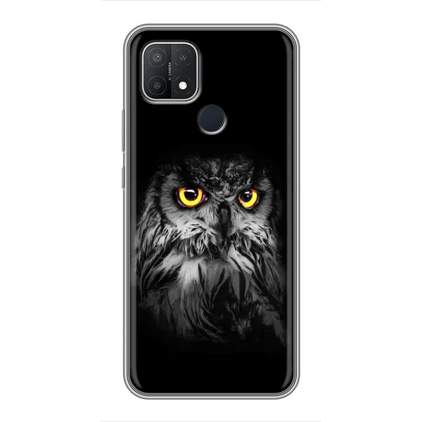 Чехол с рисунком «Сова на чёрном» для OPPO A15