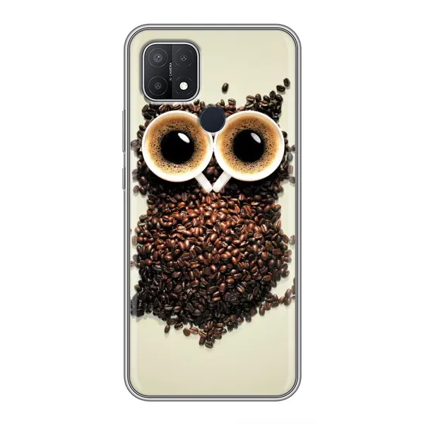 Чехол с рисунком «Сова с зерен кофе» для OPPO A15