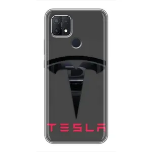 Силіконовий бампер з картинкою машини на OPPO A15 (Logo TESLA)