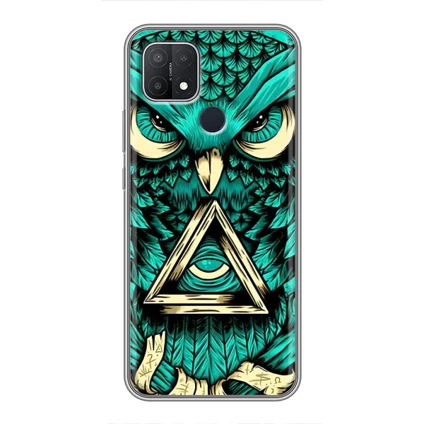 Чехол с рисунком «Зеленая сова» для OPPO A15