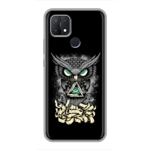 Чехлы с принтом СОВЫ для OPPO A15 (Зеленые глаза)