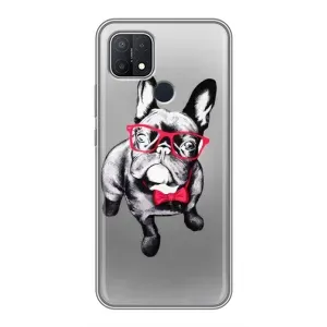Чохол (ТПУ) Милі песики для OPPO A15s (Бульдог в окулярах)