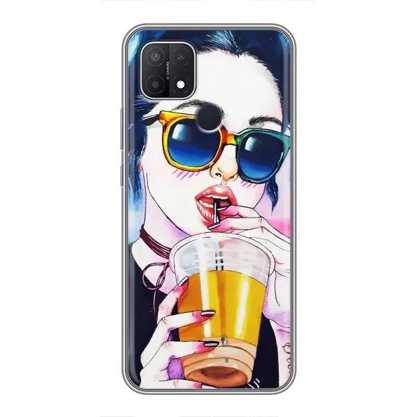 Чехол с рисунком «Девушка с коктейлем» для OPPO A15s Чехол с рисунком «Девушка с коктейлем» для OPPO A15s