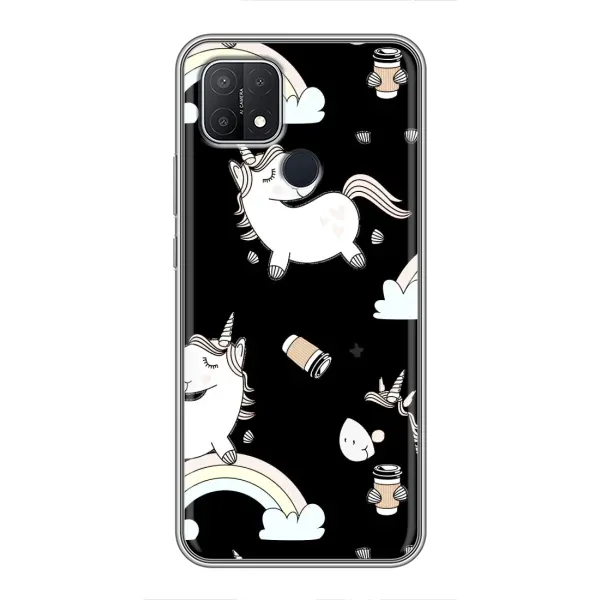 Чехол с рисунком «Единорог с кофе» для OPPO A15s Чехол с рисунком «Единорог с кофе» для OPPO A15s