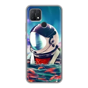Силіконовый Чохол з принтом "Космонавти" на OPPO A15s (Космонавт у воді)