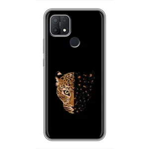 Чохол з леопардовим принтом на OPPO A15s (Леопард на чорному)