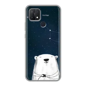Силиконовый бампер с картинкой животных для OPPO A15s (Медведица)