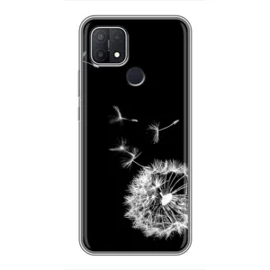 Силіконовий Чохол з кульбабками на OPPO A15s (Кульбабка на чорному)