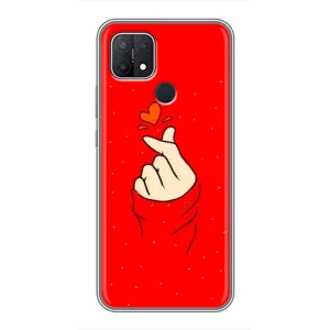 Чохол (Знак сердечка) для OPPO A15s (Сердечко на червоному)