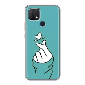 Чохол (Знак сердечка) для OPPO A15s (Сердечко на бірюзовому)