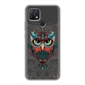 Чехлы с принтом СОВЫ для OPPO A15s (Сова на сером)