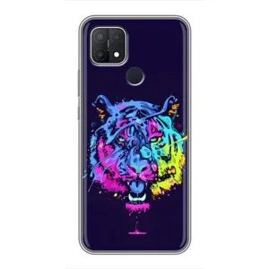 Силиконовый бампер с картинкой животных для OPPO A15s (Тигр-Арт)