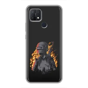 Силиконовый чехол с картинкой "Герой Pubg" на OPPO A15s (В огне)
