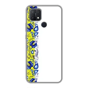Силиконовый Чехол на OPPO A15s с картинкой Вышиванки (Желто-синяя вышиванка)