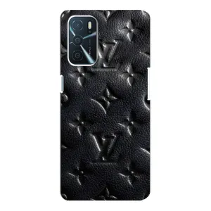 Текстурный Чехол Louis Vuitton для Оппо А16 (Черный ЛВ)