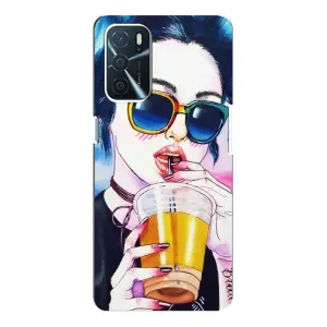 Чехол с картинкой Модные Девчонки Oppo A16 (Девушка с коктейлем)