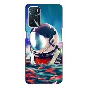 Силиконовый Чехол с принтом "Космонавты" на Oppo A16 (Космонавт в воде)