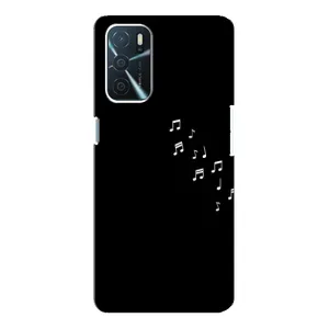 Чехол с картинками на черном фоне для Oppo A16 (Ноты)