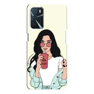 Силиконовый Чехол на Oppo A16 с картинкой Стильных Девушек (С напитком)