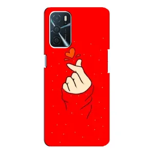 Чехлы (Знак сердечка) на Oppo A16 (Сердце на красном)