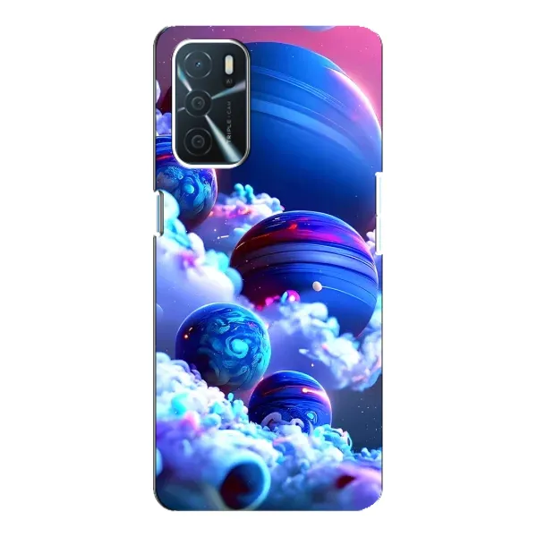 Чехол с рисунком «Синие планеты» для OPPO A16 Чехол с рисунком «Синие планеты» для OPPO A16