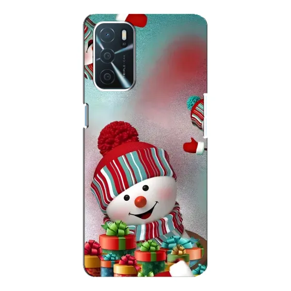 Чехол с рисунком «Снеговик в шапке» для OPPO A16