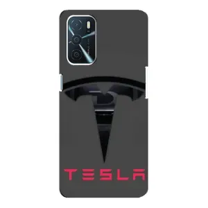 Силіконовий бампер з картинкою машини на Oppo A16 (Logo TESLA)