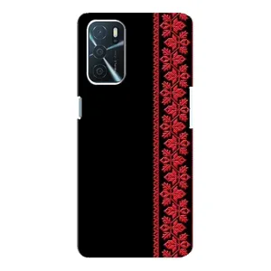 Силиконовый Чехол на Oppo A16 с картинкой Вышиванки (Вышиванка на черном)