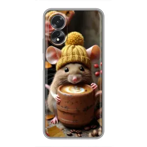 Печатный чехол «Зверята с кофе» для Oppo A17 (Мышка с кофе)