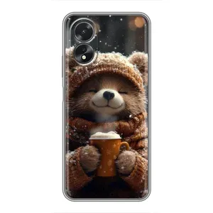 Печатный чехол «Зверята с кофе» для Oppo A17 (Медвежонок с кофе)