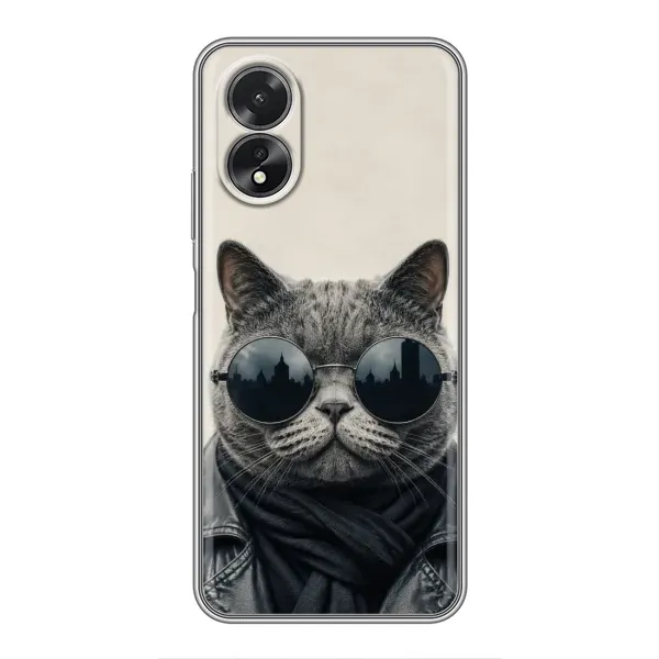 Чехол с рисунком «Модный кот» для OPPO A17 Чехол с рисунком «Модный кот» для OPPO A17