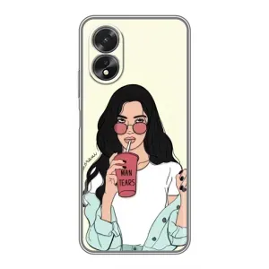 Силиконовый Чехол на Oppo A17 с картинкой Стильных Девушек (С напитком)