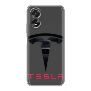 Силіконовий бампер з картинкою машини на Oppo A17 (Logo TESLA)