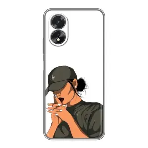 Силиконовый Чехол на Oppo A17 с картинкой Стильных Девушек (В зеленом)