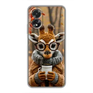 Печатный чехол «Зверята с кофе» для Oppo A17 (Жираф с кофе)