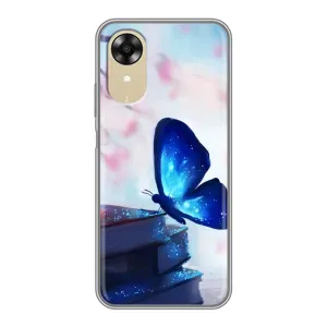 Силиконовый бампер с картинкой животных для Oppo A17k (Бабочка синяя)