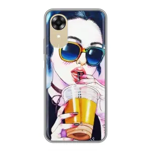 Чехол с картинкой Модные Девчонки Oppo A17k (Девушка с коктейлем)