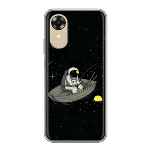 Силиконовый Чехол с принтом "Космонавты" на Oppo A17k (Космонавт на рыбалке)