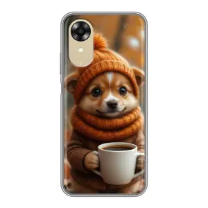 Печатный чехол «Зверята с кофе» для Oppo A17k (Собачка с кофе)