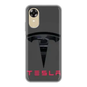 Силіконовий бампер з картинкою машини на Oppo A17k (Logo TESLA)