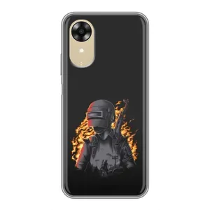 Силиконовый чехол с картинкой "Герой Pubg" на Oppo A17k (В огне)