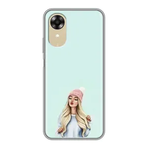 Силиконовый Чехол на Oppo A17k с картинкой Стильных Девушек (В шапке)