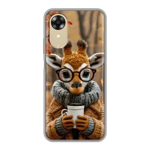 Печатный чехол «Зверята с кофе» для Oppo A17k (Жираф с кофе)