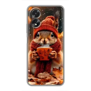 Друкований чохол 'Звірята з кавою' для Oppo A18 (Білка з кавою)