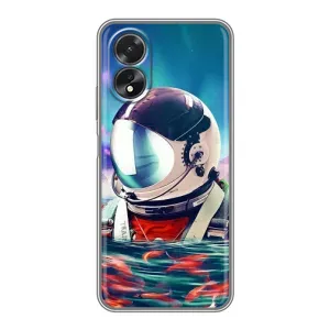 Силиконовый Чехол с принтом "Космонавты" на Oppo A18 (Космонавт в воде)