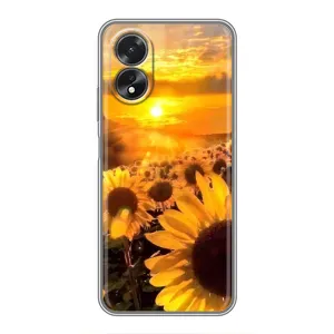 Чехол с Цветами для Oppo A18 (поле подсолнухов)