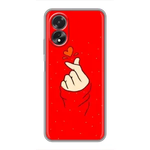 Чехлы (Знак сердечка) на Oppo A18 (Сердце на красном)