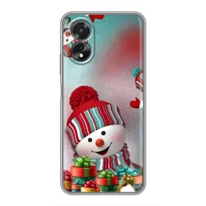 Чехлы на Новый Год Oppo A18 (Снеговик в шапке)
