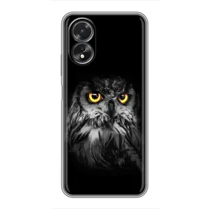 Чохли з принтом СОВИ для Oppo A18 (Сова на чорному)