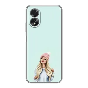 Силиконовый Чехол на Oppo A18 с картинкой Стильных Девушек (В шапке)